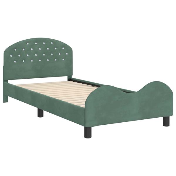 Grote foto vidaxl bedframe voor kinderen met hoofdbord zeegroen 90 x 190 cm antiek en kunst stoelen en banken