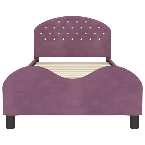Grote foto vidaxl bedframe voor kinderen met hoofdbord paars 80 x 200 cm fluweel antiek en kunst stoelen en banken