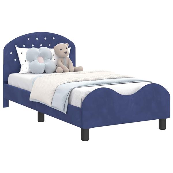 Grote foto vidaxl bedframe voor kinderen met hoofdbord politieblauw 80 x 160 cm antiek en kunst stoelen en banken