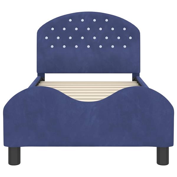 Grote foto vidaxl bedframe voor kinderen met hoofdbord politieblauw 80 x 160 cm antiek en kunst stoelen en banken