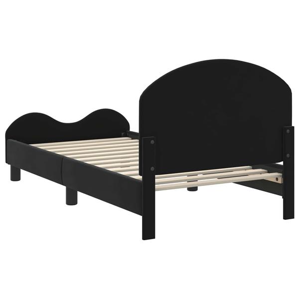 Grote foto vidaxl bedframe voor kinderen met hoofdbord zwart 80 x 160 cm fluweel antiek en kunst stoelen en banken