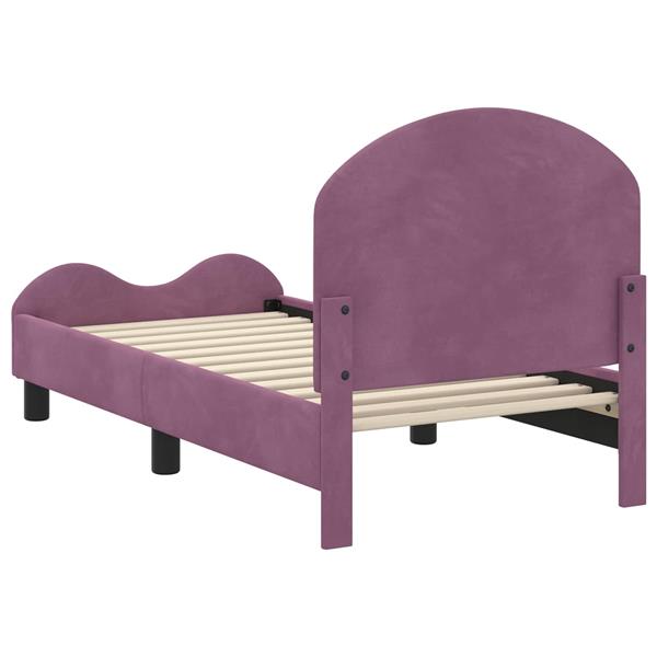 Grote foto vidaxl peuterbedframe met hoofdbord paars 70 x 140 cm fluweel antiek en kunst stoelen en banken