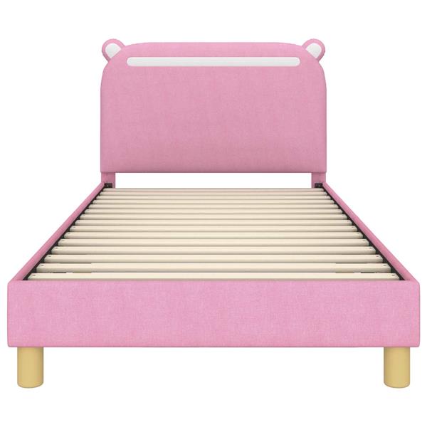 Grote foto vidaxl bedframe voor kinderen met hoofdbord roze 90 x 190 cm stof antiek en kunst stoelen en banken