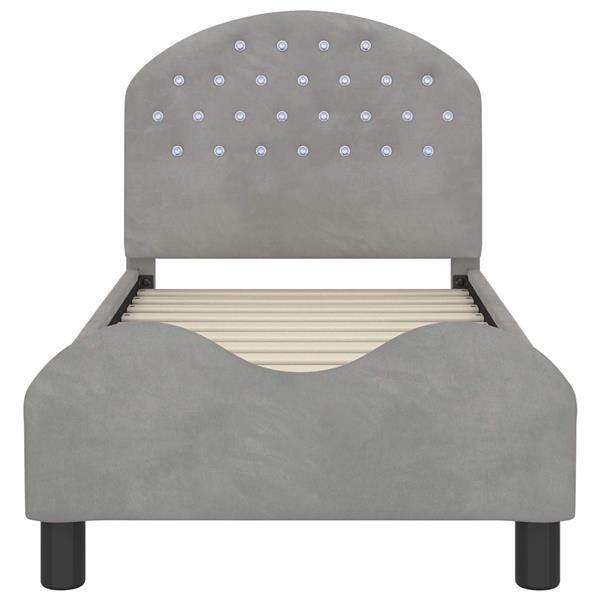 Grote foto vidaxl peuterbedframe met hoofdbord lichtgrijs 70 x 140 cm fluweel antiek en kunst stoelen en banken