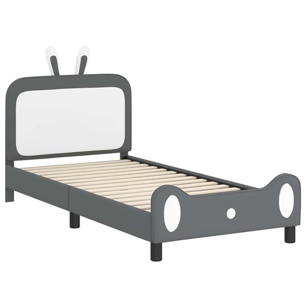 Grote foto vidaxl bedframe voor kinderen met hoofdbord lichtgrijs 90 x 200 cm pu antiek en kunst stoelen en banken