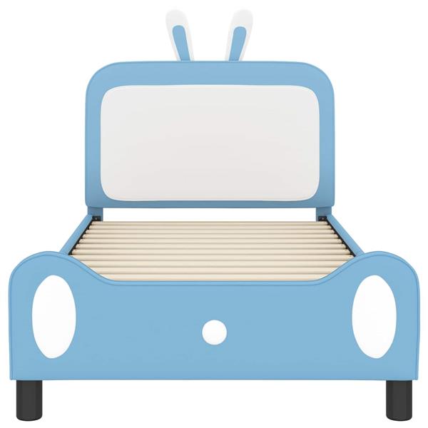 Grote foto vidaxl bedframe voor kinderen met hoofdbord blauw 90 x 200 cm pu antiek en kunst stoelen en banken