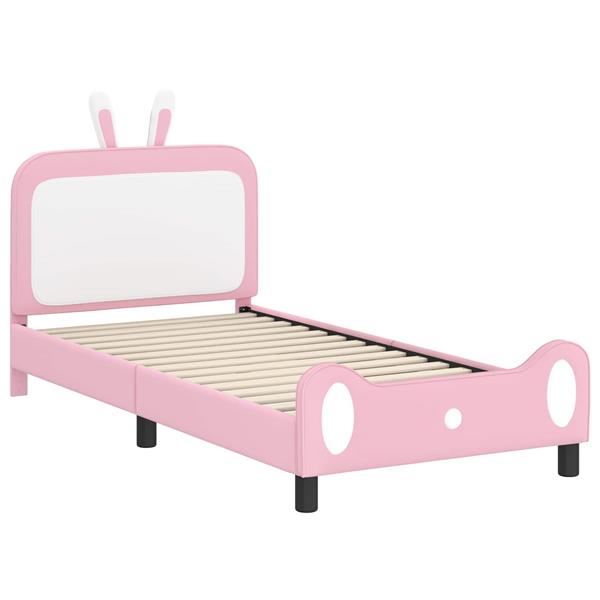 Grote foto vidaxl bedframe voor kinderen met hoofdbord roze 90 x 200 cm pu antiek en kunst stoelen en banken