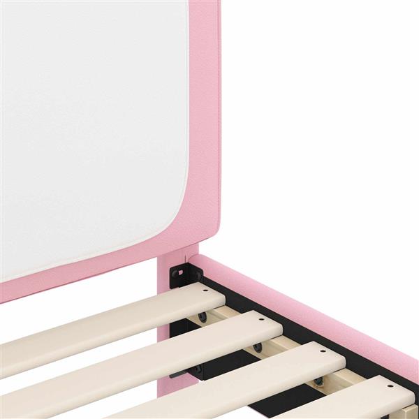 Grote foto vidaxl bedframe voor kinderen met hoofdbord roze 90 x 200 cm pu antiek en kunst stoelen en banken