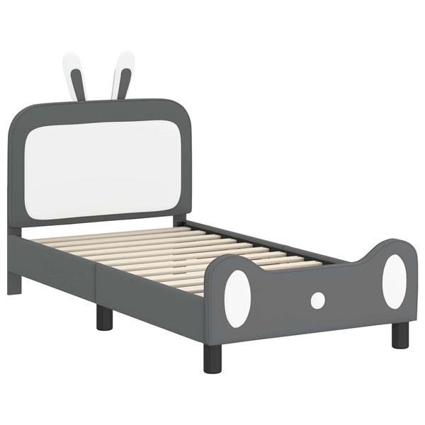 Grote foto vidaxl bedframe voor kinderen met hoofdbord lichtgrijs 80 x 160 cm pu antiek en kunst stoelen en banken