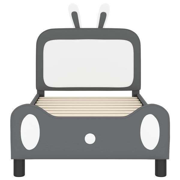 Grote foto vidaxl bedframe voor kinderen met hoofdbord lichtgrijs 80 x 160 cm pu antiek en kunst stoelen en banken