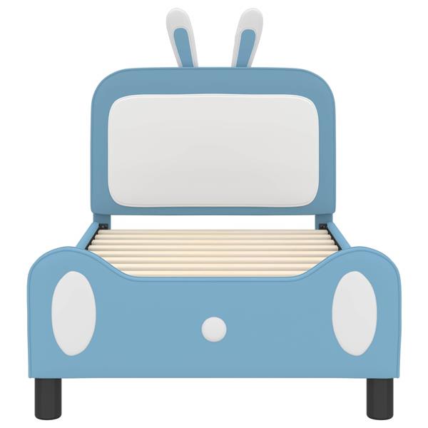 Grote foto vidaxl bedframe voor kinderen met hoofdbord blauw 80 x 160 cm pu antiek en kunst stoelen en banken