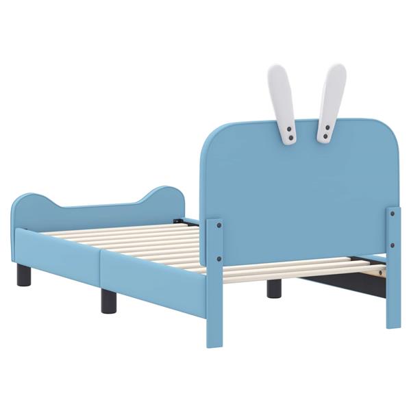 Grote foto vidaxl bedframe voor kinderen met hoofdbord blauw 80 x 160 cm pu antiek en kunst stoelen en banken