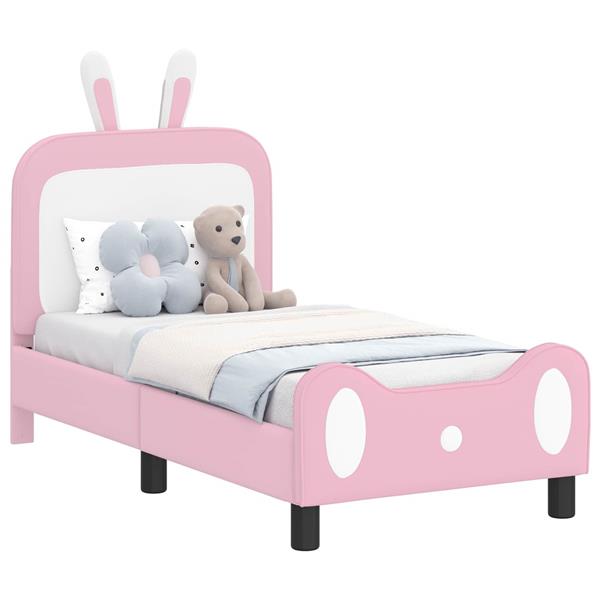 Grote foto vidaxl peuterbedframe met hoofdbord met hoofdeinde roze 70 x 140 cm pu antiek en kunst stoelen en banken