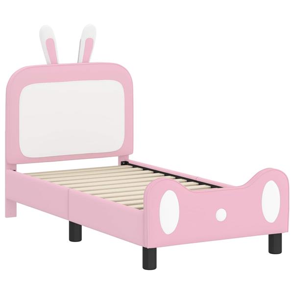 Grote foto vidaxl peuterbedframe met hoofdbord met hoofdeinde roze 70 x 140 cm pu antiek en kunst stoelen en banken