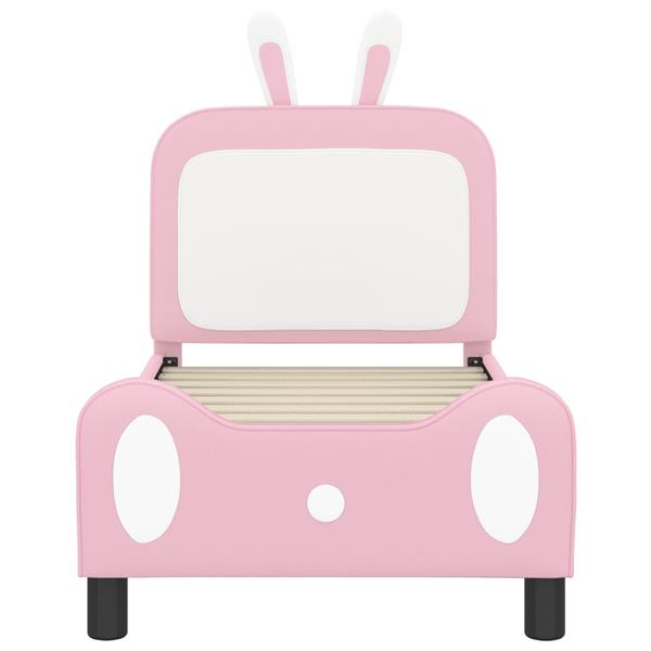 Grote foto vidaxl peuterbedframe met hoofdbord met hoofdeinde roze 70 x 140 cm pu antiek en kunst stoelen en banken