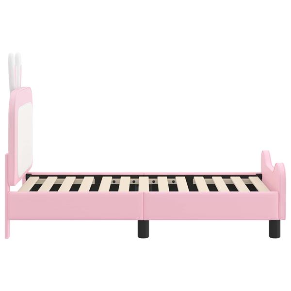 Grote foto vidaxl peuterbedframe met hoofdbord met hoofdeinde roze 70 x 140 cm pu antiek en kunst stoelen en banken
