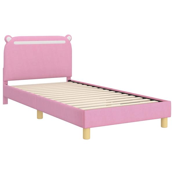 Grote foto vidaxl bedframe voor kinderen met hoofdbord roze 80 x 200 cm stof antiek en kunst stoelen en banken