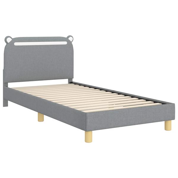 Grote foto vidaxl bedframe voor kinderen met hoofdbord lichtgrijs 80 x 200 cm antiek en kunst stoelen en banken