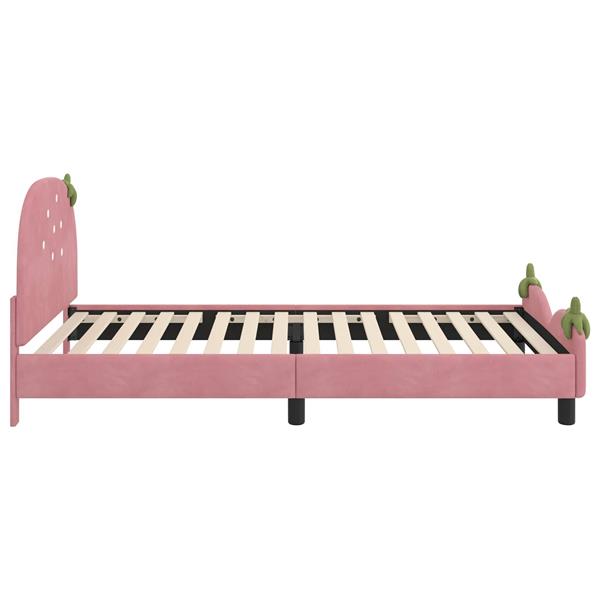 Grote foto vidaxl bedframe voor kinderen met hoofdbord roze 90 x 200 cm fluweel antiek en kunst stoelen en banken