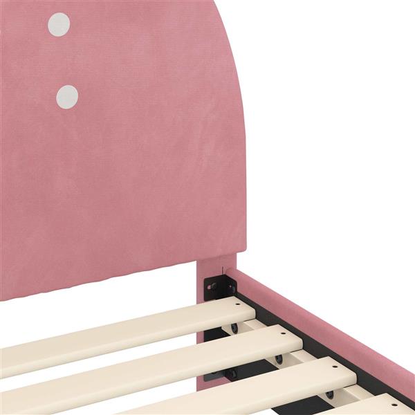 Grote foto vidaxl bedframe voor kinderen met hoofdbord roze 80 x 160 cm fluweel antiek en kunst stoelen en banken