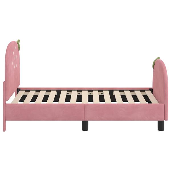Grote foto vidaxl peuterbedframe met hoofdbord roze 70 x 140 cm fluweel antiek en kunst stoelen en banken