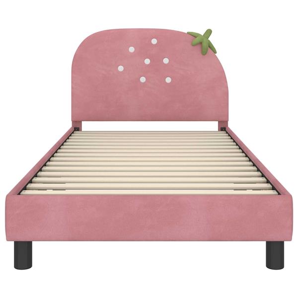 Grote foto vidaxl bedframe voor kinderen met hoofdbord roze 90 x 190 cm fluweel antiek en kunst stoelen en banken