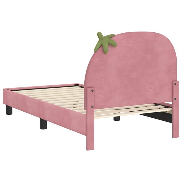 Grote foto vidaxl bedframe voor kinderen met hoofdbord roze 80 x 160 cm fluweel antiek en kunst stoelen en banken