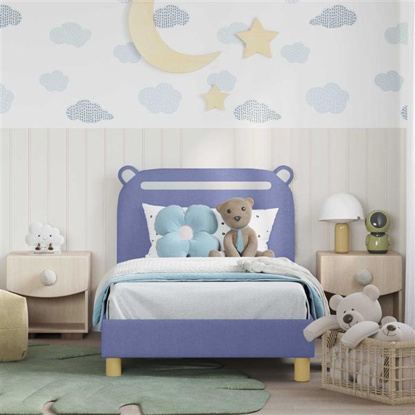 Grote foto vidaxl bedframe voor kinderen met hoofdbord jeans blauw 80 x 160 cm antiek en kunst stoelen en banken