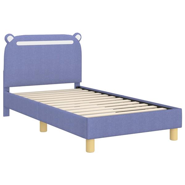 Grote foto vidaxl bedframe voor kinderen met hoofdbord jeans blauw 80 x 160 cm antiek en kunst stoelen en banken