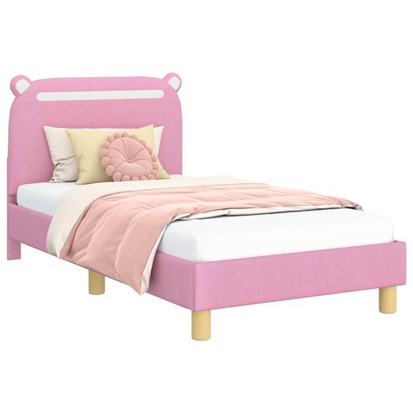 Grote foto vidaxl bedframe voor kinderen met hoofdbord roze 80 x 160 cm stof antiek en kunst stoelen en banken