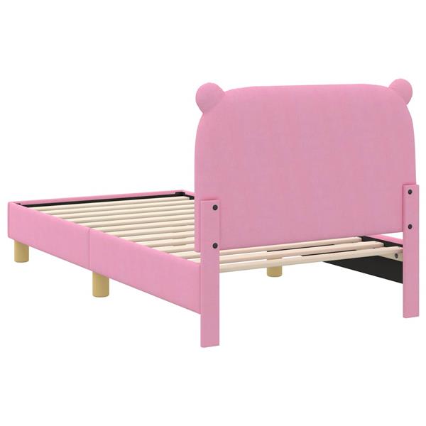 Grote foto vidaxl bedframe voor kinderen met hoofdbord roze 80 x 160 cm stof antiek en kunst stoelen en banken