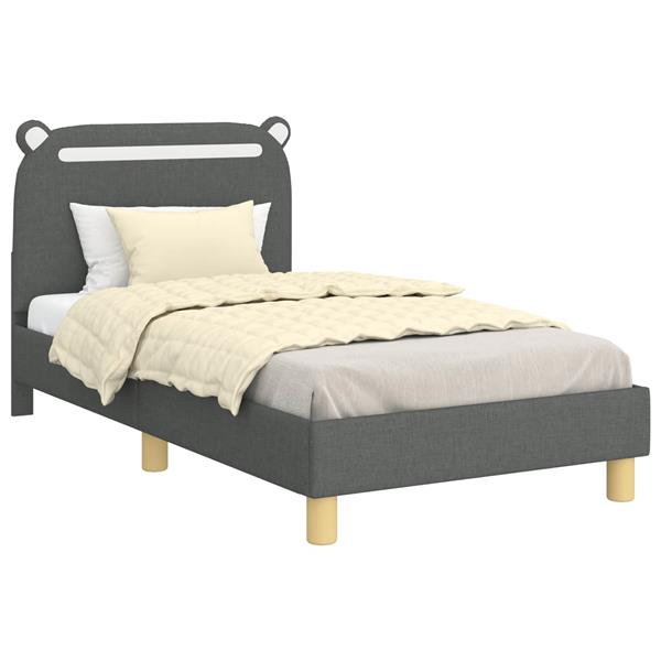 Grote foto vidaxl bedframe voor kinderen met hoofdbord donkergrijs 80 x 160 cm antiek en kunst stoelen en banken