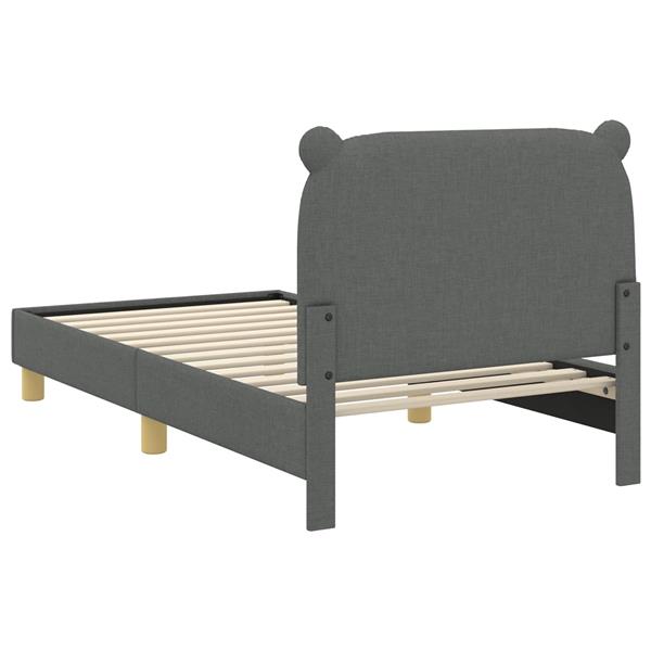 Grote foto vidaxl bedframe voor kinderen met hoofdbord donkergrijs 80 x 160 cm antiek en kunst stoelen en banken