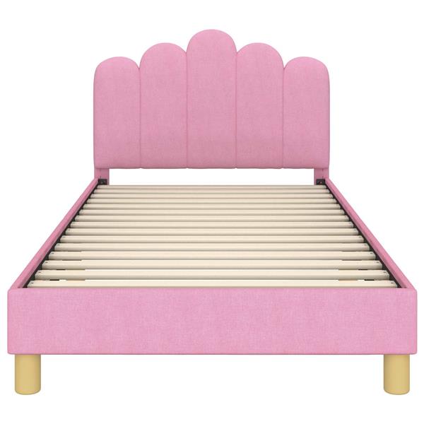 Grote foto vidaxl peuterbedframe met hoofdbord roze 90 x 190 cm stof antiek en kunst stoelen en banken