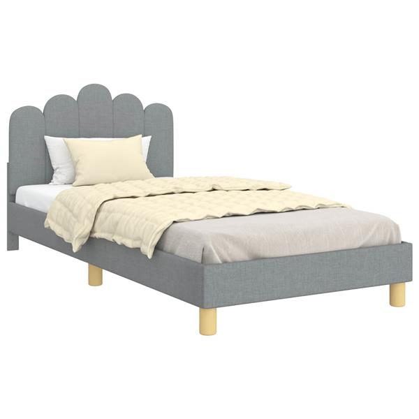 Grote foto vidaxl peuterbedframe met hoofdbord lichtgrijs 80 x 200 cm stof antiek en kunst stoelen en banken