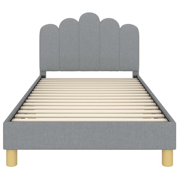 Grote foto vidaxl peuterbedframe met hoofdbord lichtgrijs 80 x 200 cm stof antiek en kunst stoelen en banken