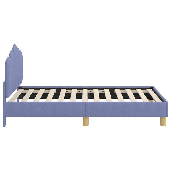 Grote foto vidaxl peuterbedframe met hoofdbord jeans blauw 80 x 160 cm stof antiek en kunst stoelen en banken