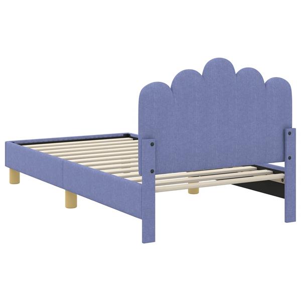 Grote foto vidaxl peuterbedframe met hoofdbord jeans blauw 80 x 160 cm stof antiek en kunst stoelen en banken