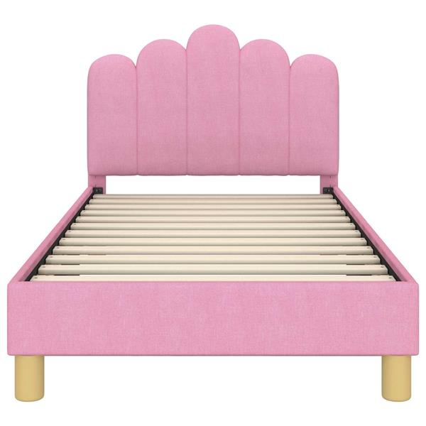 Grote foto vidaxl peuterbedframe met hoofdbord roze 80 x 160 cm stof antiek en kunst stoelen en banken