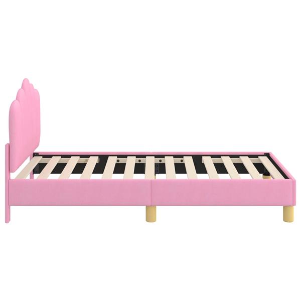 Grote foto vidaxl peuterbedframe met hoofdbord roze 80 x 160 cm stof antiek en kunst stoelen en banken