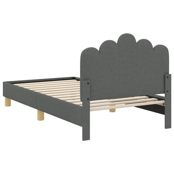 Grote foto vidaxl peuterbedframe met hoofdbord donkergrijs 80 x 160 cm stof antiek en kunst stoelen en banken