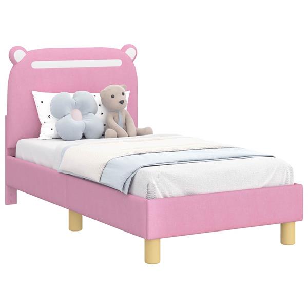 Grote foto vidaxl peuterbedframe met hoofdbord roze 70 x 140 cm stof antiek en kunst stoelen en banken
