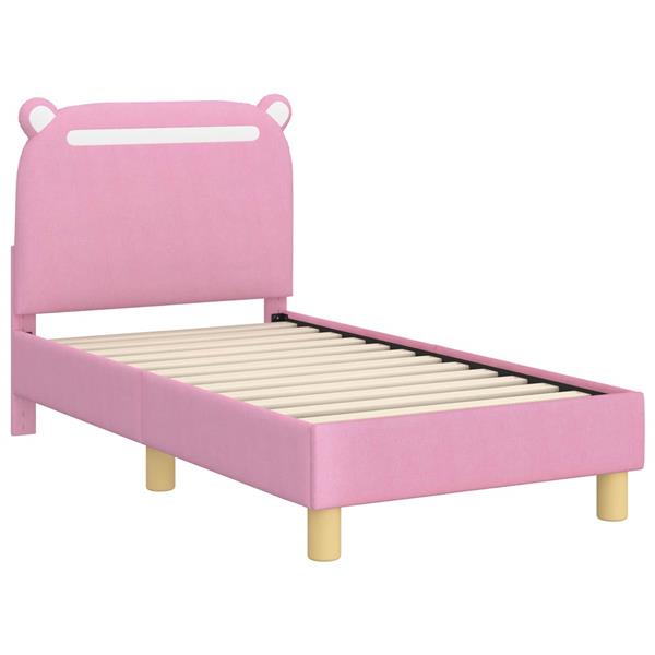 Grote foto vidaxl peuterbedframe met hoofdbord roze 70 x 140 cm stof antiek en kunst stoelen en banken