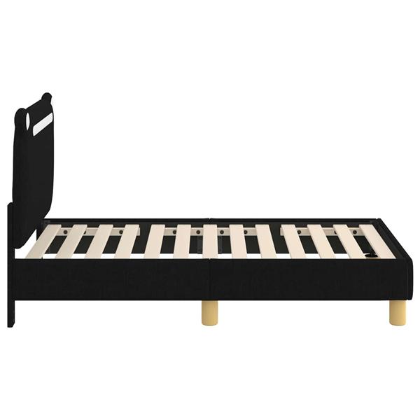 Grote foto vidaxl peuterbedframe met hoofdbord zwart 70 x 140 cm stof antiek en kunst stoelen en banken