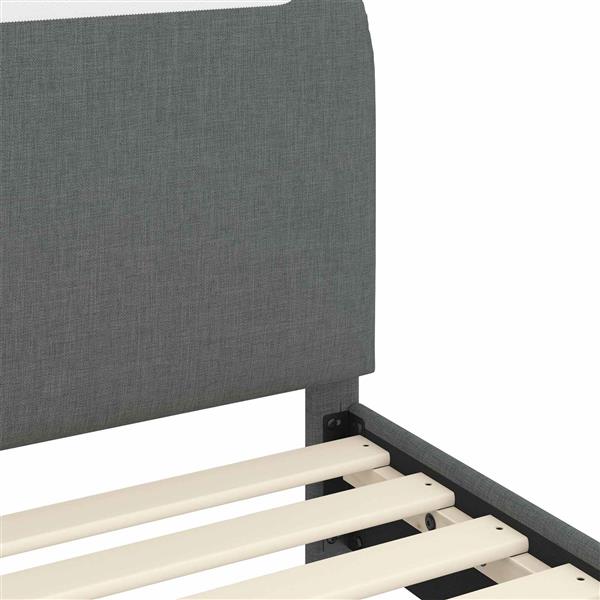 Grote foto vidaxl peuterbedframe met hoofdbord donkergrijs 70 x 140 cm stof antiek en kunst stoelen en banken