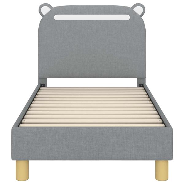 Grote foto vidaxl peuterbedframe met hoofdbord lichtgrijs 70 x 140 cm stof antiek en kunst stoelen en banken