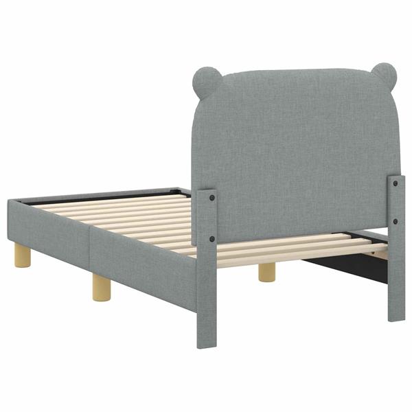 Grote foto vidaxl peuterbedframe met hoofdbord lichtgrijs 70 x 140 cm stof antiek en kunst stoelen en banken