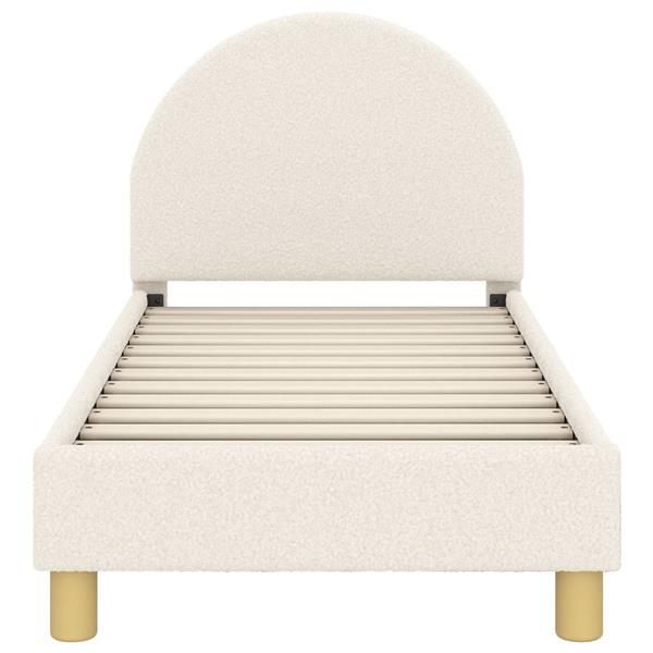 Grote foto vidaxl peuterbedframe met hoofdbord cr me 70 x 140 cm schapenstof antiek en kunst stoelen en banken