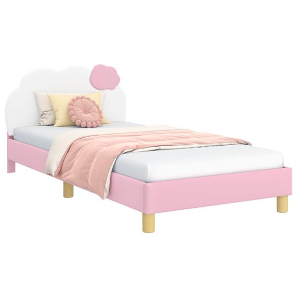Grote foto vidaxl bedframe voor kinderen met hoofdbord roze 80 x 200 cm pu antiek en kunst stoelen en banken