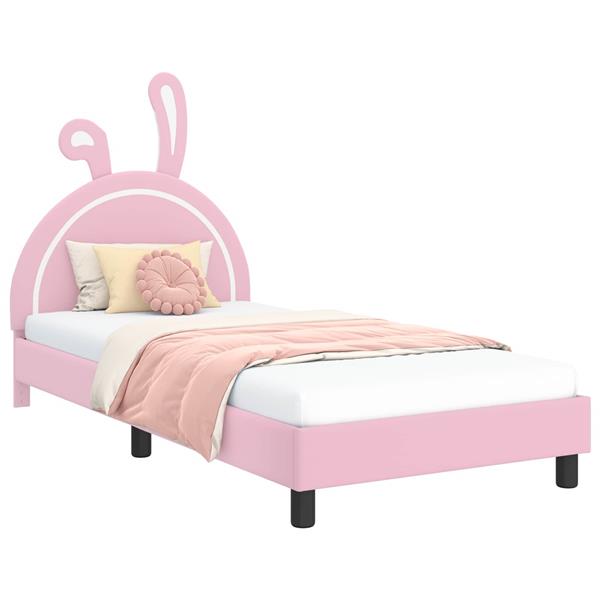 Grote foto vidaxl bedframe voor kinderen met hoofdbord roze 90 x 200 cm pu antiek en kunst stoelen en banken